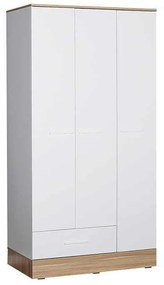 Ντουλάπα ρούχων Base Megapap τρίφυλλη σε χρώμα λευκό - sonoma 103x52x198εκ.