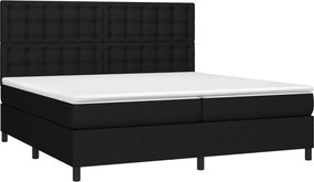 vidaXL Κρεβάτι Boxspring με Στρώμα Μαύρο 200x200 εκ. Υφασμάτινο