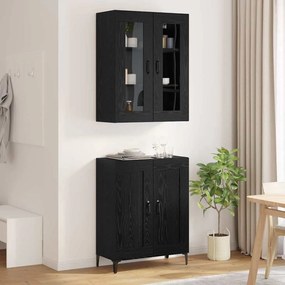 vidaXL Highboard Μαύρη Οξυά 69,5 x 34 x 180 εκ. Επεξεργασμένο Ξύλο