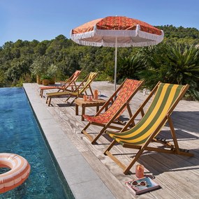 Ξαπλώστρα από μασίφ ακακία, ύφασμα με ριγέ μοτίβο, VALERIA