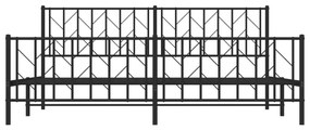 Πλαίσιο Κρεβατιού με Κεφαλάρι&amp;Ποδαρικό Μαύρο 193x20 εκ. Μέταλλο - Μαύρο