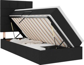 vidaXL LED Κρεβάτι αποθήκευσης με στρώμα Μαύρο 100 x 200 cm Ύφασμα