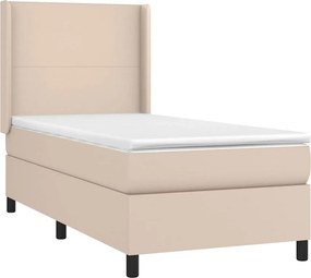 vidaXL Κρεβάτι Boxspring με Στρώμα Καπουτσίνο 80x200 εκ. Συνθ. Δέρμα