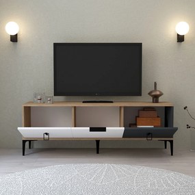 Έπιπλο Τηλεόρασης Δρυς / Λευκό / Ανθρακί GRIBRE 150x35x18