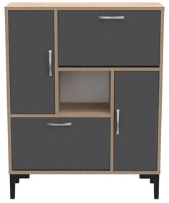 ΠΑΠΟΥΤΣΟΘΗΚΗ MEDY HM18187.01 ΜΕΛΑΜΙΝΗ ΣΕ ΑΝΘΡΑΚΙ &amp; ΣΟΝΑΜΑ-ΜΑΥΡΑ ΠΟΔΙΑ 86,5x30x109Υεκ
