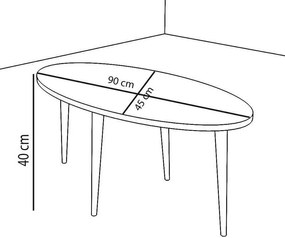 Τραπέζι σαλονιού Barton pakoworld λευκό-καφέ 90x45x40εκ