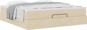 vidaXL Οθωμανικό Κρεβάτι με Στρώμα Κρέμα 160x200cm Ύφασμα