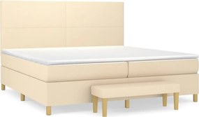 vidaXL Κρεβάτι Boxspring με Στρώμα Κρεμ 200x200 εκ. Υφασμάτινο