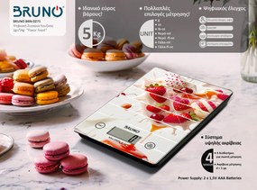 BRUNO ψηφιακή ζυγαριά κουζίνας BRN-0271, 1gr/5kg, Flavor Feast