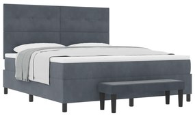 vidaXL Κρεβάτι με Στρώμα και Πάγκο Σκούρο Γκρι 180x200 εκ. Βελούδο