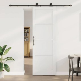 vidaXL Συρόμενη Πόρτα με Σετ Εξαρτημάτων 'ORKDAL' Λευκή Μασίφ Ξύλο Πεύκου