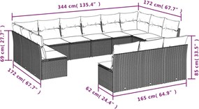 vidaXL Σετ Καναπέ Κήπου 13τεμ Μπεζ Συνθ. Ρατάν με Μαξιλάρια