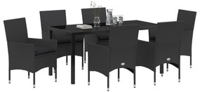 vidaXL Σετ Τραπεζαρίας 7 Τεμαχίων Κήπου με Μαξιλάρια Μαύρο Σύνθετο Ρατάν