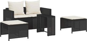 vidaXL 5 τεμαχίων σετ καναπέδες κήπου με μαξιλάρια Stackable μαύρο