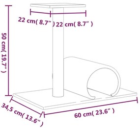 Στύλος Ξυσίματος για Γάτες με Τούνελ Κρεμ 60 x 34,5 x 50 εκ. - Κρεμ