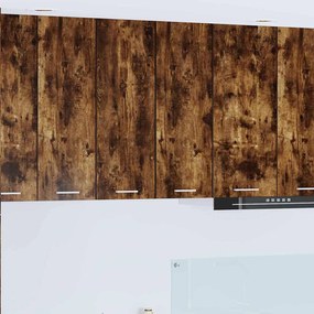 vidaXL Κρεμαστό ντουλάπι με πόρτα Riga 2 pcs Καπνιστός Δρυς και Λευκό