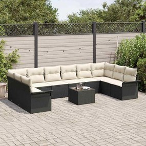 vidaXL Σετ Καναπέ Κήπου με μαξιλάρι 11 pcs Μαύρο Πολυ ράταν