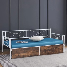ΚΡΕΒΑΤΙ-ΚΑΝΑΠΕΣ BERNIE HM21121.01 ΛΕΥΚΟΣ ΜΕΤΑΛ.ΣΚΕΛΕΤΟΣ &amp; 2 ΣΥΡΤΑΡΙΑ- ΓΙΑ 190x90εκ.