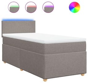 vidaXL Κρεβάτι Boxspring με Στρώμα Taupe 100 x 200 εκ. Υφασμάτινο