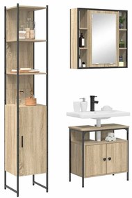 vidaXL Σετ Επίπλων Μπάνιου 3 pcs Sonoma Δρυς 33 x 33 x 185.5 εκ