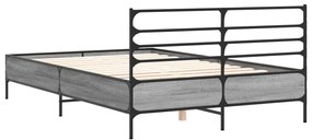 vidaXL Πλαίσιο Κρεβατιού Γκρι Sonoma 140x190 εκ. Επεξ. Ξύλο &amp; Μέταλλο