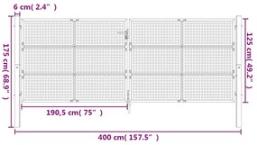 Πύλη Κήπου Ανθρακί 400 x 125 εκ. Ατσάλινη - Ανθρακί