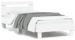 Πλαίσιο Κρεβατιού με Κεφαλάρι/LED Λευκό 90 x 190 εκ.