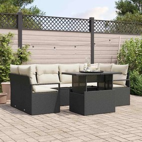 vidaXL Σετ Καναπέ Κήπου 7 pcs Μαύρο και κρεμ 100 x 55 x 73 εκ