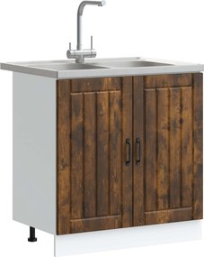 vidaXL Βάση νιπτήρα Lucca 2 pcs Καπνιστό Δρύς Επεξεργασμένο ξύλο