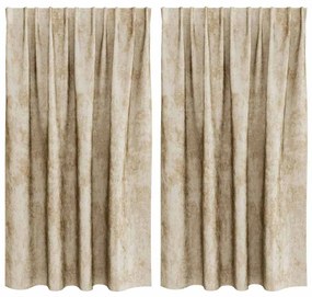 vidaXL Κουρτίνα με κουρτίνες 2 pcs Κρεμ 140 x 140 cm Βελούδο