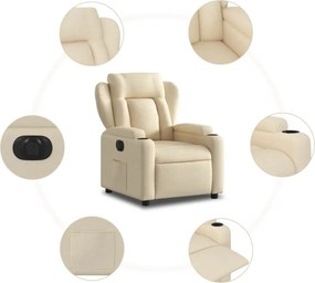 vidaXL Πολυθρόνα Ανακλινόμενη Ηλεκτρική Κρεμ Υφασμάτινη