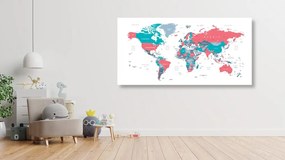 Εικόνα στον παγκόσμιο χάρτη φελλού με παστέλ πινελιά - 100x50  flags