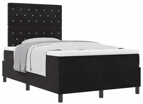 vidaXL Κρεβάτι με ελατήρια με στρώμα Μαύρο 120 x 190 cm Βελούδο