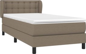 vidaXL Κρεβάτι Boxspring με Στρώμα Taupe 90x200 εκ. Υφασμάτινο