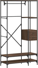 vidaXL Κρεμάστρα Ρούχων με Ράφια Καφέ Δρυς από Επεξεργασμένο Ξύλο