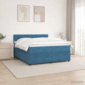 vidaXL Κρεβάτι box spring με στρώμα Μπλε 200 x 200 cm Βελούδο
