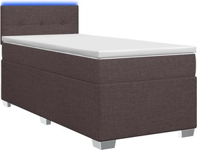 vidaXL Κρεβάτι Box Spring με Στρώμα και LED Σκούρο Καφέ 80 x 200 cm