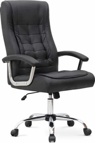 Καρέκλα γραφείου διευθυντική Vision Megapap από τεχνόδερμα χρώμα μαύρο 63x70x112/120εκ.