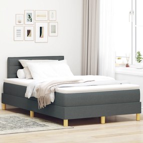 vidaXL Κρεβάτι Box Spring με Στρώμα Σκούρο Γκρι 120x200 εκ. Ύφασμα