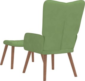 vidaXL Πολυθρόνα Relax Ανοιχτό Πράσινο Βελούδινη με Σκαμπό