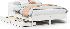 vidaXL Σκελετός Κρεβ. Χωρίς Στρώμα Λευκό 140x200 εκ Μασίφ Πεύκο