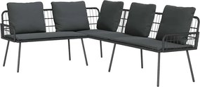 vidaXL Σετ Καναπέ Κήπου 2 pcs Μαύρο συνθετικό ρατάν