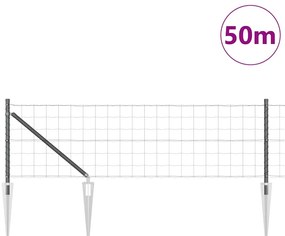 vidaXL Φράχτης με Στήλες. Γκρι 0.4 x 50 μ. Ατσάλι