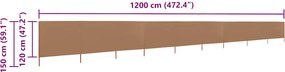 vidaXL Προστατευτικό Αέρα με 9 Πάνελ Taupe 1200 x 120 εκ. Υφασμάτινο