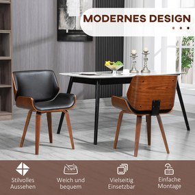 Σετ 2 καρέκλες τραπεζαρίας Vintage Ξύλινες Ύφασμα Μαύρες