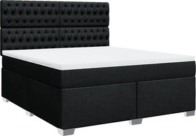 vidaXL Κρεβάτι Boxspring με Στρώμα Μαύρο 180x200 εκ. Υφασμάτινο