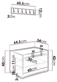 Σετ διαδρόμου Trenton 129, 207x65x34cm, 22 kg, Ταπισερί, Πλαστικοποιημένη μοριοσανίδα, Τοίχου, Εντοιχισμένη | Epipla1.gr