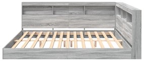 vidaXL Κρεβάτι Βιβλιοθήκης Γκρι Σονομά 200x200 εκ. Από Ξύλο
