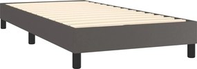 vidaXL Κρεβάτι Boxspring με Στρώμα Γκρι 100x200εκ. από Συνθετικό Δέρμα