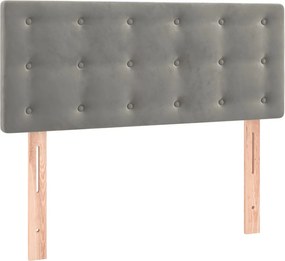 vidaXL Κρεβάτι Boxspring με Στρώμα Ανοιχτό Γκρι 90x200 εκ. Βελούδινο